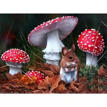 Полный 5D Diy Алмазная картина Гриб Мышь Мозаика Вышивка Крестом Домашний Декор Ручной Подарок 20X25CM