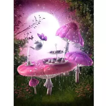 Полный 5D Diy Алмазная картина Грибной стол Алмазная вышивка Крестом Домашний декор Подарок ручной работы 20x30cm