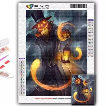 Полный 5D Diy Алмазная картина Хэллоуин Страшная голова тыквы Человек 5D Алмазная картина Full Round 20X30CM