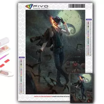 Полный 5D Diy Алмазная картина Хэллоуин Страшная голова тыквы Человек 5D Алмазная картина Full Round 20X30CM