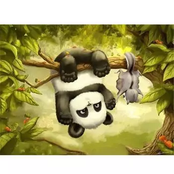 Полный 5D Diy Алмазная картина Игривая панда животное Вышивка крестиком Домашний декор Подарок ручной работы 20X25CM