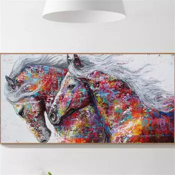 Полный 5D Diy Алмазная картина Элегантный цвет Лошадь Вышивка Крестом Домашний Декор Подарок ручной работы 25x30cm