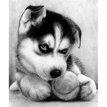 Полный 5D Diy Алмазная картина Эскиз Щенок Вышивка Крестом Домашний Декор Ручной Подарок 20X25CM