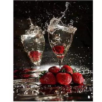 Полный 5D Diy Алмазная картина Клубника Алмазная вышивка Крест Стежок Главная Декор Ручной подарок 25x30cm