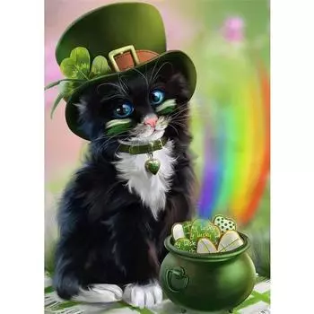 Полный 5D Diy Алмазная картина Консервированная кошка Мозаика Вышивка Крестом Домашний декор Ручной подарок Подарок 25x30cm