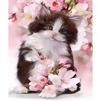 Полный 5D Diy Алмазная картина Кошка и цветок Алмазная вышивка Крестом Домашний декор Подарок ручной работы 20x30cm