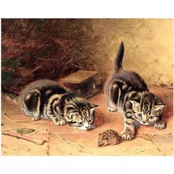 Полный 5D Diy Алмазная картина Кошка и мышь Вышивка Крестом Домашний декор Ручной подарок Подарок 25x30cm