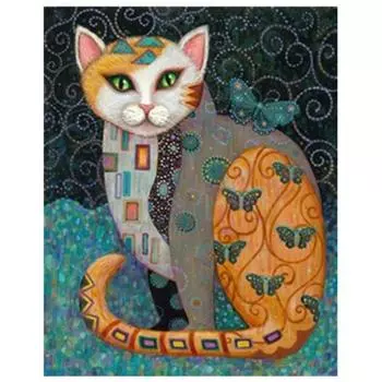 Полный 5D Diy Алмазная картина Кот Дедушка Вышивка Крестом Домашний Декор Ручной Подарок 20X25CM