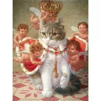 Полный 5D Diy Алмазная картина Кот и маленький ангел Алмазная вышивка Крестом Домашний декор Подарок ручной работы 20x30cm