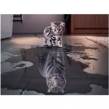 Полный 5D Diy Алмазная картина Кот и Тигр Алмазная вышивка Крестом Домашний декор Подарок ручной работы 20x30cm