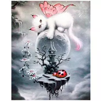Полный 5D Diy Алмазная картина Кот с крыльями Вышивка крестиком Домашний декор Подарок ручной работы 20X25CM