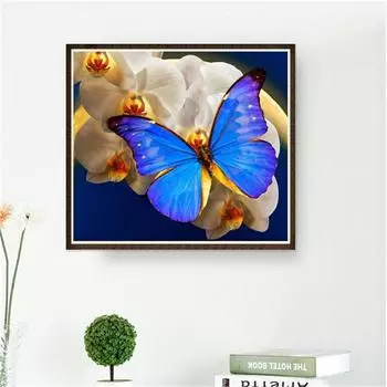 Полный 5D Diy Алмазная картина Красивая бабочка Вышивка Крестом Домашний декор Ручной подарок 25x25cm
