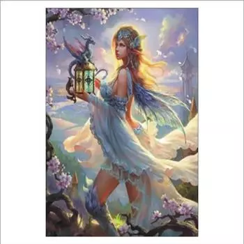 Полный 5D Diy Алмазная картина Красивая фея Алмазная вышивка Полный вышивки крестом Домашний декор Подарок ручной работы 20x30cm
