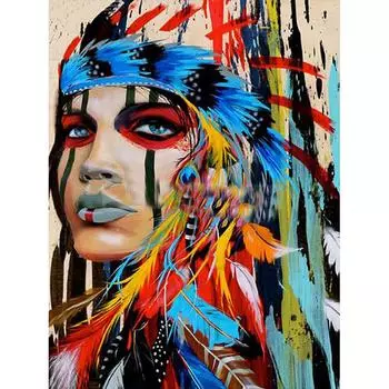 Полный 5D Diy Алмазная картина Красивое племя Алмазная вышивка Полный вышивки крестом Домашний декор Подарок ручной работы 20x30cm