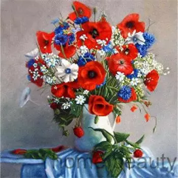 Полный 5D Diy Алмазная картина Красивые цветы Вышивка Крестом Домашний декор Ручной подарок Подарок 25x25cm