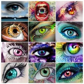 Полный 5D Diy Алмазная картина Красивые глаза Мозаика Вышивка Крестом Домашний декор Подарок ручной работы 20x30cm