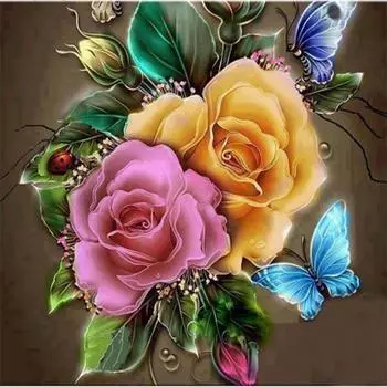 Полный 5D Diy Алмазная картина Красивый цветок Вышивка Крестом Домашний декор Ручной подарок 25x25cm