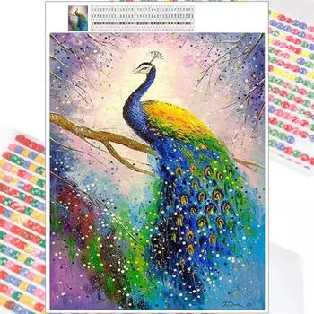 Полный 5D Diy Алмазная картина Красивый павлин Алмазная вышивка Полный лежал вышивка крестом Домашний декор Подарок ручной работы Full Round 30x40cm