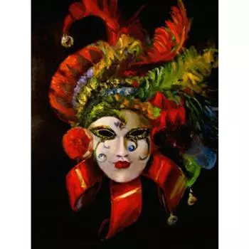 Полный 5D Diy Алмазная картина Красное перо Маска Вышивка Крестом Домашний декор Подарок ручной работы 25x30cm