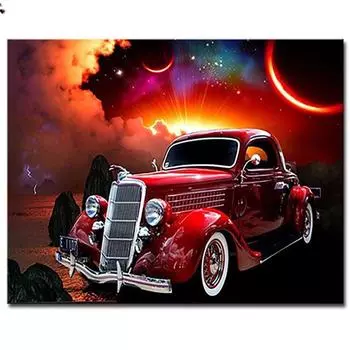 Полный 5D Diy Алмазная картина Красный автомобиль мозаика Вышивка крестиком Домашний декор подарок ручной работы 25x30cm