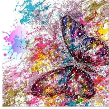 Полный 5D Diy Алмазная картина Красочная бабочка Вышивка Крестом Домашний декор Ручной подарок 25x25cm