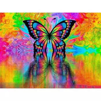 Полный 5D Diy Алмазная картина Красочная бабочка Вышивка Крестом Домашний декор Ручной подарок 20X25CM