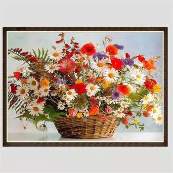 Полный 5D Diy Алмазная картина Красочная цветочная корзина Вышивка Крестом Домашний декор Подарок ручной работы 25x30cm