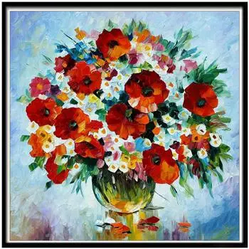 Полный 5D Diy Алмазная картина Красочные цветы Вышивка Крестом Главная Декор Ручной подарок 25x25cm