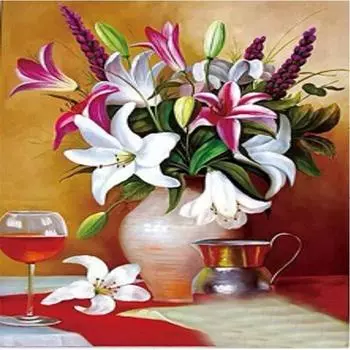 Полный 5D Diy Алмазная картина Красочные цветы Вышивка Крестом Главная Декор Ручной подарок 25x25cm