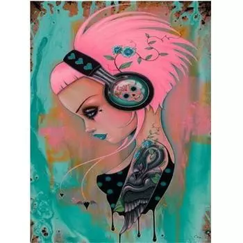 Полный 5D Diy Алмазная картина Крутая девушка Музыка Вышивка Крестом Домашний Декор Подарок ручной работы 25x30cm
