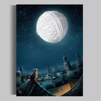 Полный 5D Diy Алмазная картина Крыша кошка вид Вышивка Крестом Домашний Декор Ручной Подарок 25x30cm