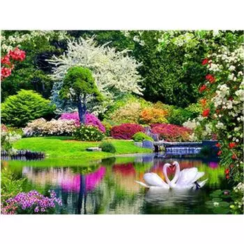 Полный 5D Diy Алмазная картина Лебединое озеро Вышивка Крестом Домашний декор Ручной подарок Подарок 25x30cm