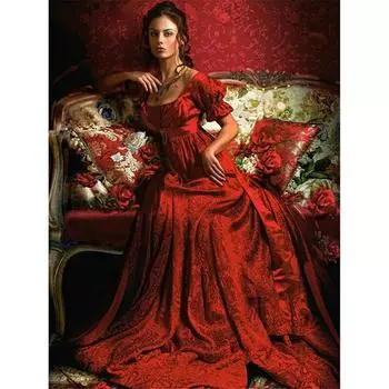 Полный 5D Diy Алмазная картина Леди в красном платье Вышивка крестиком Домашний декор Подарок ручной работы 25x30cm