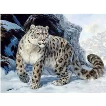 Полный 5D Diy Алмазная картина Леопард в снегу Вышивка крестиком Домашний декор Ручной подарок Подарок 25x30cm