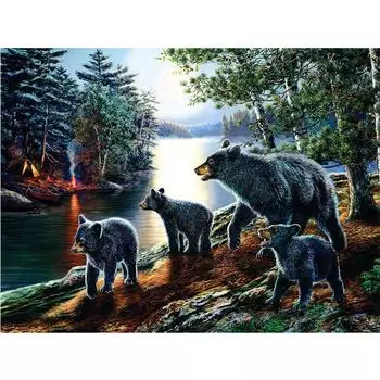 Полный 5D Diy Алмазная картина Лес Черный Медведь Алмазная Вышивка Полный Вышивка Крестом Домашний Декор Подарок ручной работы 20x30cm