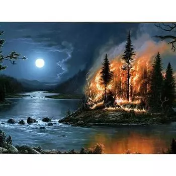 Полный 5D Diy Алмазная картина Лес в огне Алмазная вышивка Крестом Домашний декор Подарок ручной работы 25x30cm