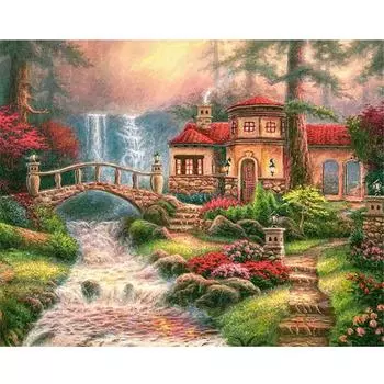 Полный 5D Diy Алмазная картина Лесная река Дрель Вышивка Крестом Домашний декор Подарок ручной работы 25x30cm