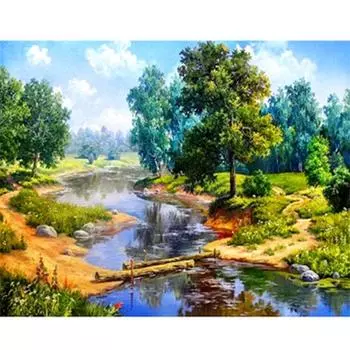 Полный 5D Diy Алмазная картина Лесной пейзаж Алмазная вышивка Крестом Домашний декор Ручная работа 25x30cm