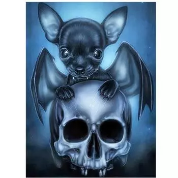 Полный 5D Diy Алмазная картина Летучие мыши и скелеты Вышивка крестом Домашний декор Подарок ручной работы 25x30cm