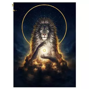 Полный 5D Diy Алмазная картина Лев под луной Вышивка крестом Домашний декор Ручной подарок Подарок 20X25CM