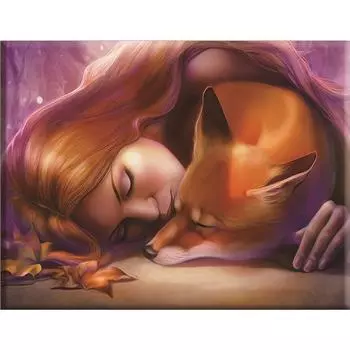 Полный 5D Diy Алмазная картина Лиса девушка Алмазная вышивка Крестом Домашний декор Подарок ручной работы 25x30cm