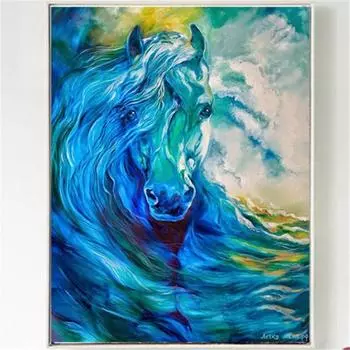 Полный 5D Diy Алмазная картина Лошадь Акварельная мозаика Вышивка крестиком Домашний декор Подарок ручной работы 20X25CM