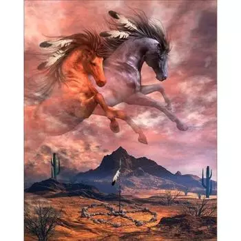 Полный 5D Diy Алмазная картина Лошадь в небе Вышивка крестиком Домашний декор Подарок ручной работы 25x30cm