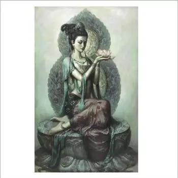 Полный 5D Diy Алмазная картина Лотос Бодхисаттва Алмазная вышивка Полный вышивка крестом Домашний декор Подарок ручной работы 20x30cm