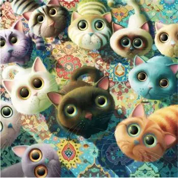 Полный 5D Diy Алмазная картина Любопытный кот мультфильм Вышивка крестиком Домашний декор Подарок ручной работы 25x25cm