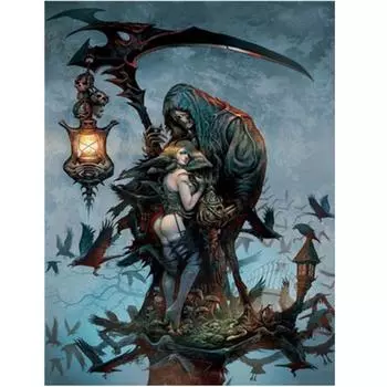 Полный 5D Diy Алмазная картина Любовь Смерти Мультфильм Вышивка Крестом Домашний Декор Подарок ручной работы 25x30cm