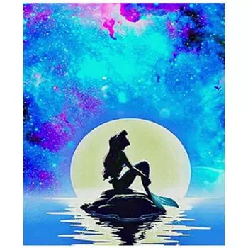 Полный 5D Diy Алмазная картина Луна и Русалка Вышивка Крестом Домашний Декор Ручной Подарок 20X25CM