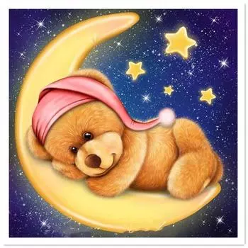 Полный 5D Diy Алмазная картина Лунный медведь ребенок Алмазная вышивка Крестом Домашний декор Подарок ручной работы 25x25cm