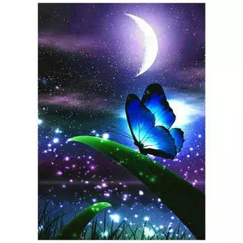 Полный 5D Diy Алмазная картина Лунный свет бабочка Вышивка крестом Домашний декор Подарок ручной работы 25x30cm