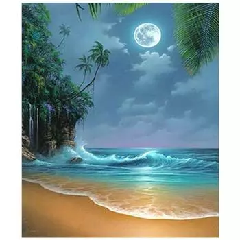 Полный 5D Diy Алмазная картина Лунный свет Приморский Алмазная вышивка Крестом Домашний декор Ручная работа 25x30cm